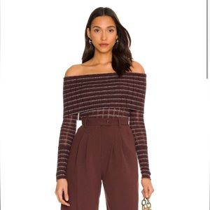 Free People Snowbunny Girlfriend Ribbed Top Grapesicle Medium